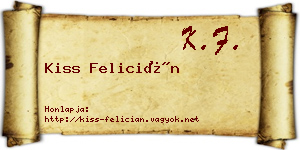 Kiss Felicián névjegykártya